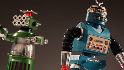 Two Robots from SuperMonsterCity exhibit