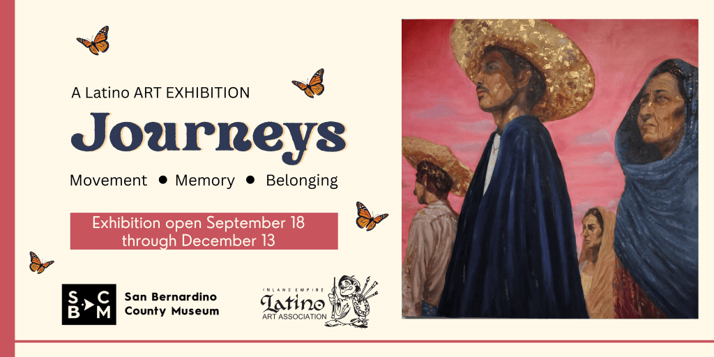 Exhibit banner titled “Journeys" A Latino Art Exhibition